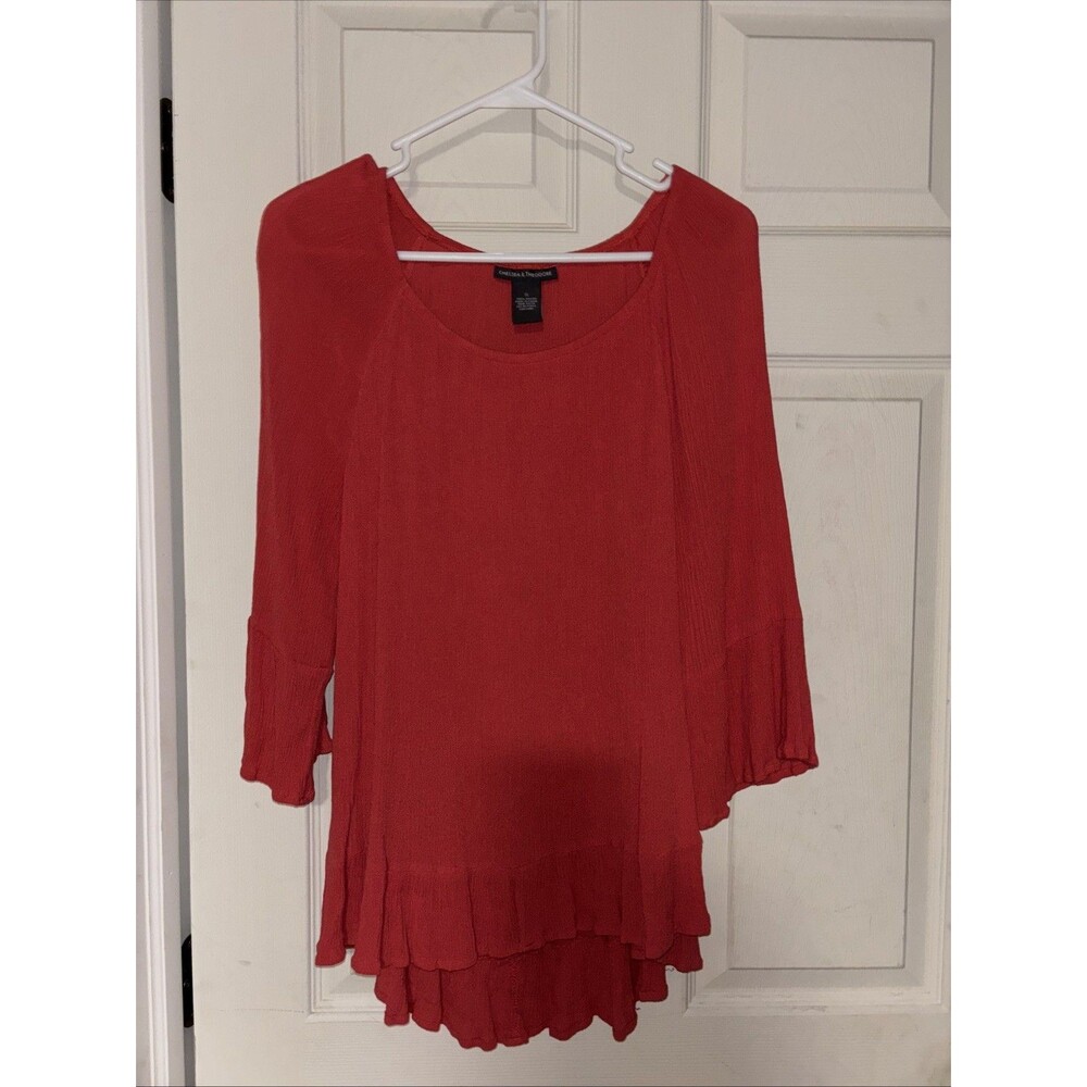 Chelsea & Theodore Abstract Sharkbite Womens Top Size Small Flowy Boho
